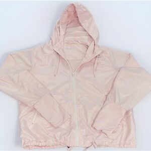 ZYIA Active Womens Blush Pink Hooded Mesh Trim Bomber Track Jacket